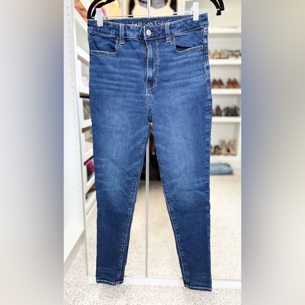 American Eagle Dark Wash Next Level Stretch Women Blue Skinny Jean Size 6 Short